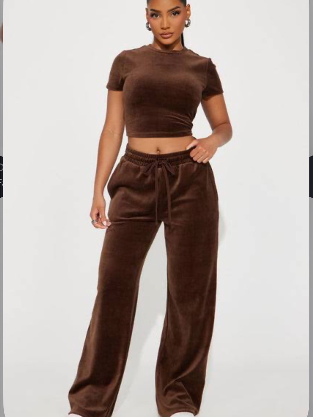 Fashion Nova Velvet Wide-Leg Set